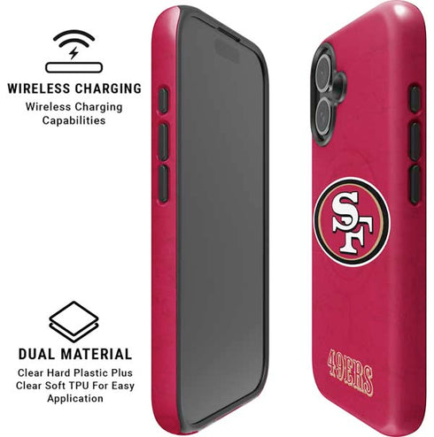 NFL San Francisco 49ers Distressed iPhone 16 Plus Magsafe Impact Case